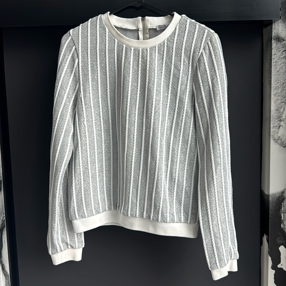 Sparkly Sweater. Gray Sparkle, Knot Detail ENGLISH FACTORY